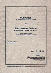 Autoryzowany Dealer Panasonic Polska Sp. z o.o. w zakresie sprzedaży urządzeń Panasonic Business Systems