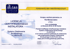 Licencja Certyfikowanego Instalatora Systemu Okablowania Strukturalnego
